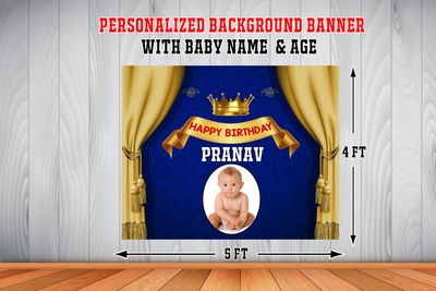 Royal Prince Backdrop / Background Banner With Baby Picture  (4ft x 5ft)