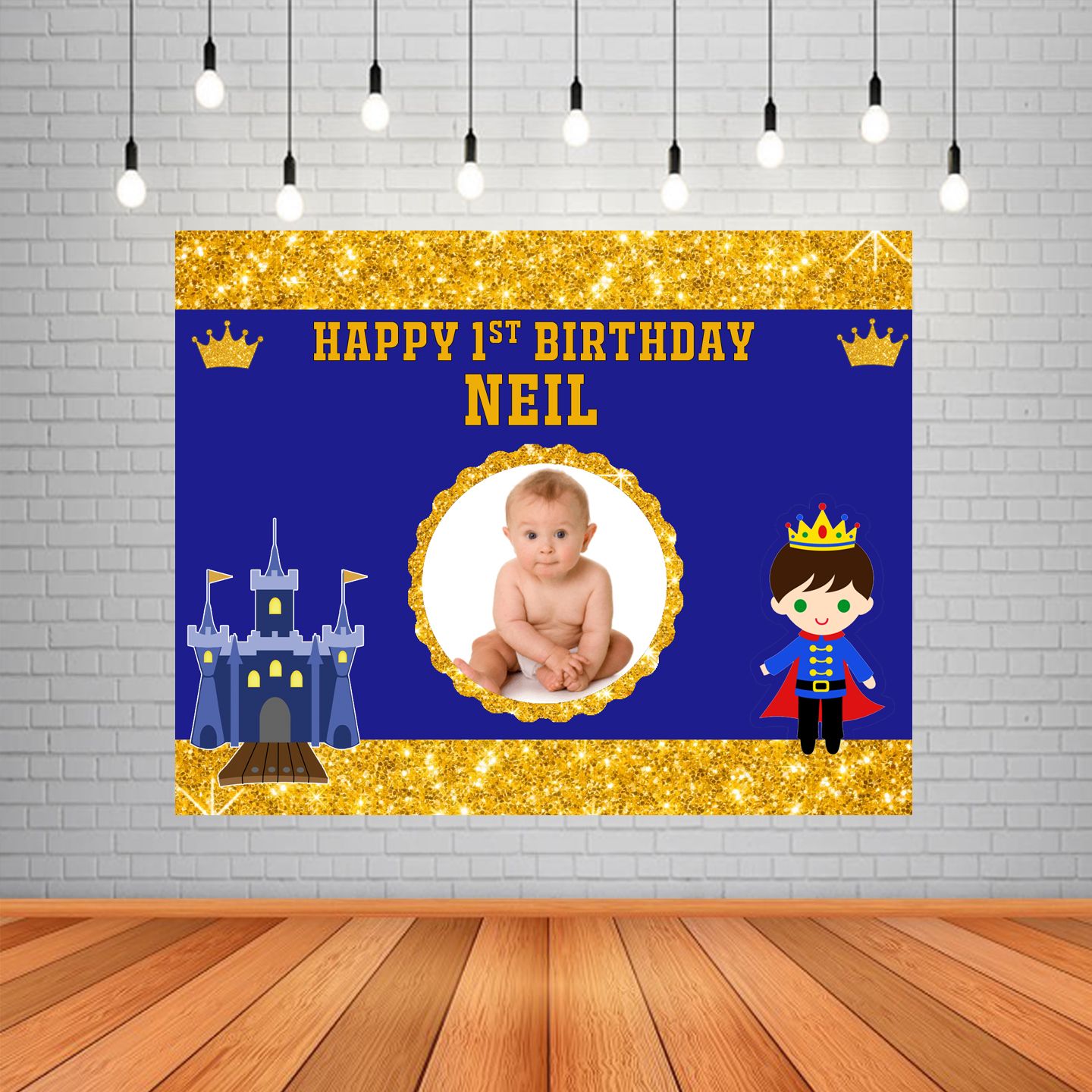 Royal Prince Background Banner With Baby Pic (4ft x 5ft)