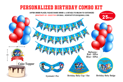 Sonic Theme Birthday Party Combo Kit-25 Pcs
