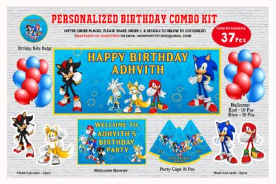 Sonic Theme Birthday Party Combo Kit-37 Pcs