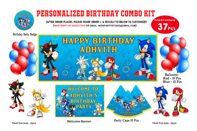 Sonic Theme Birthday Party Combo Kit-37 Pcs
