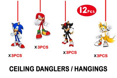 Sonic Theme Hangings / Danglers (12 Pcs) Non-Customised