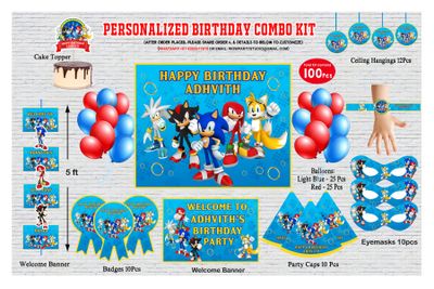 Sonic Theme Birthday Party Combo Kit- 100 Pcs