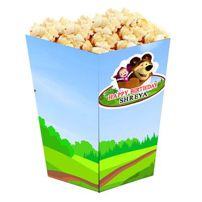Masha and Bear Theme Popcorn Boxes (10 Pcs)