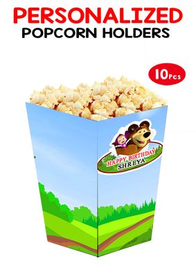 Masha and Bear Theme Popcorn Boxes (10 Pcs)