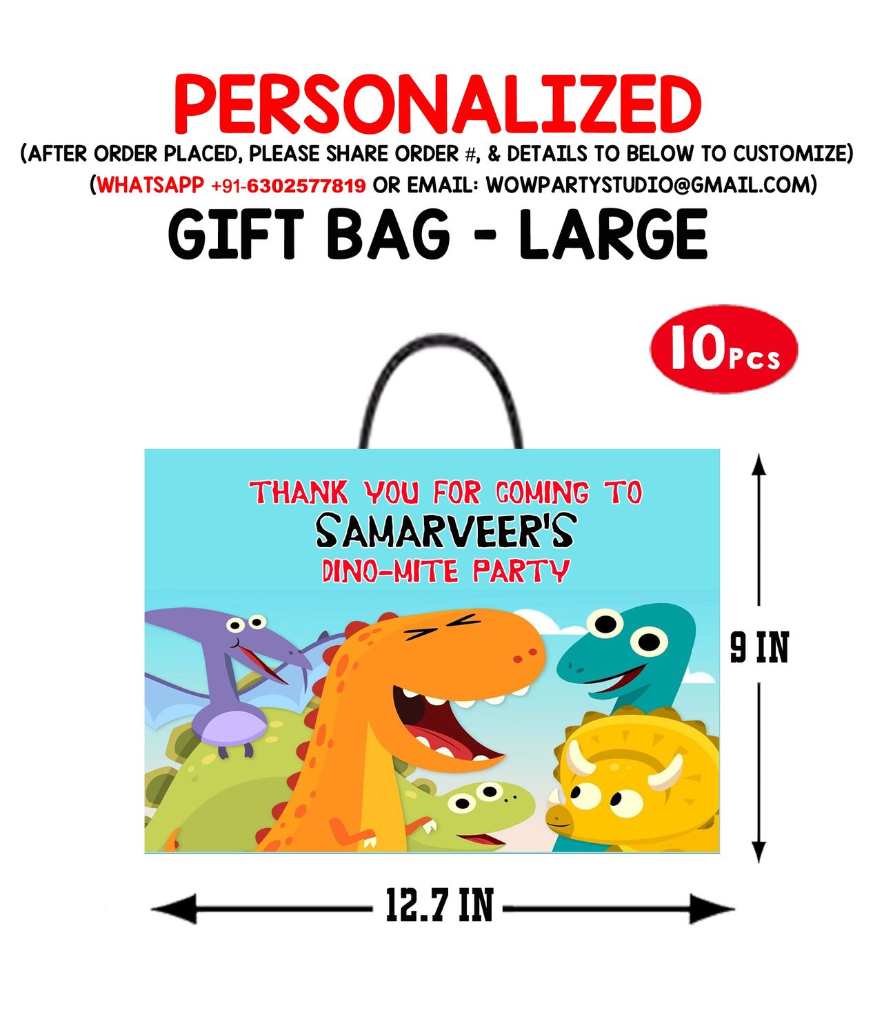 Dino Theme Gift Bag - Large (10 Pcs)