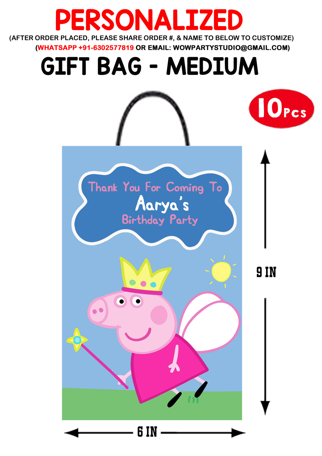 Peppa Pig Theme - Gift Bag Medium (10 Pcs)