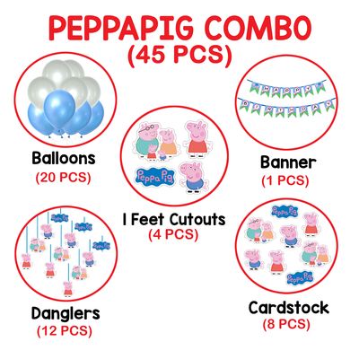 Pig Cartoon Theme - Combo Kit 45Pcs (Non Personalized)