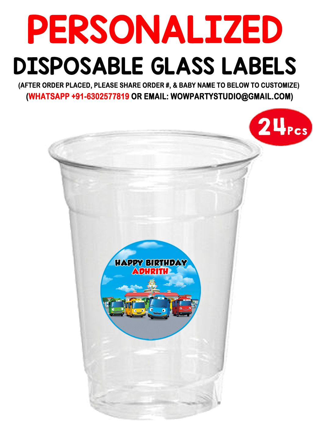 Tayo Paper /  Mocktail  Disposable Glass Stickers (24 Pcs)