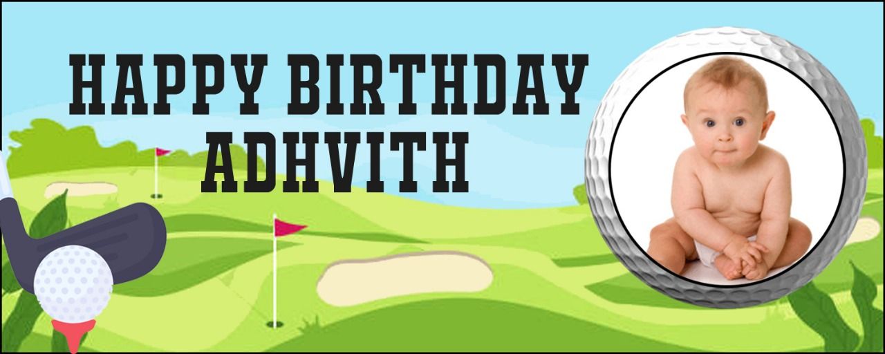 Golf Theme Background Banner With Baby Picture (2ft x 5ft)