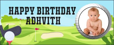 Golf Theme Background Banner With Baby Picture (2ft x 5ft)