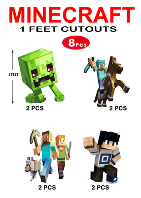 Minecraft Theme Cutouts (1ft) - 8 Pcs