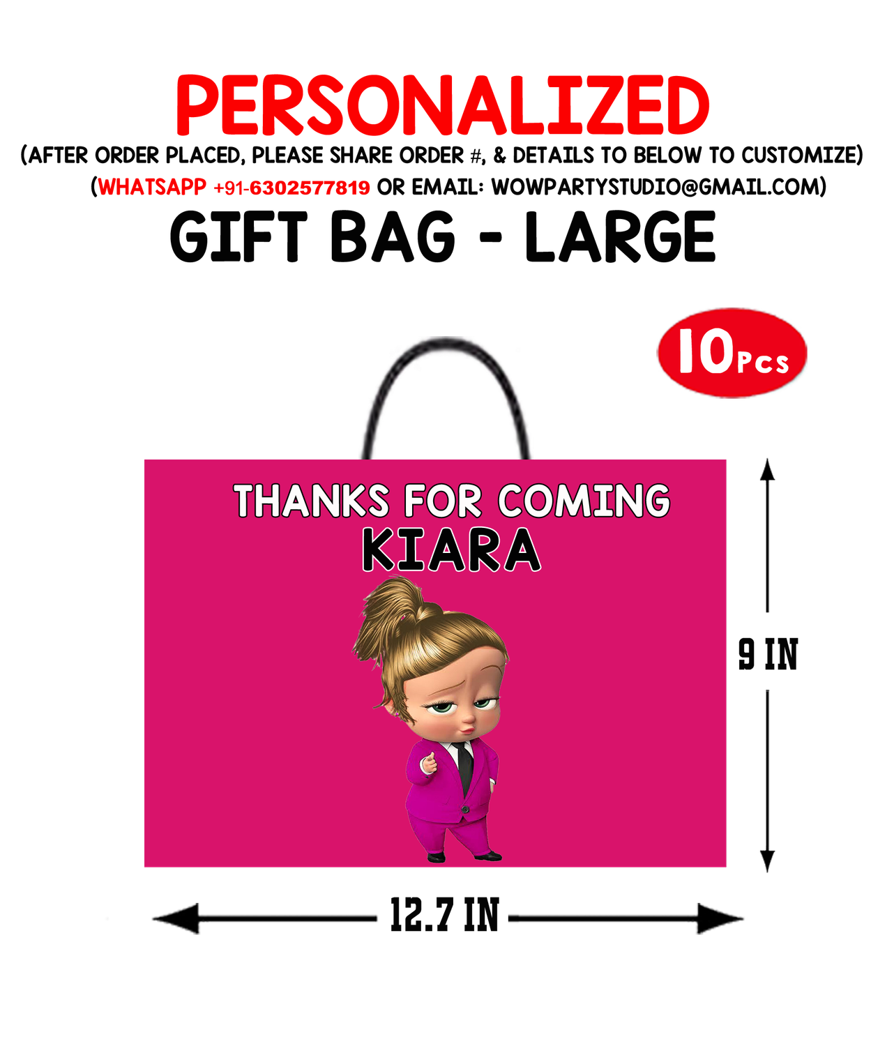 Boss Baby Girl Theme Gift Bag - Large (10 Pcs)