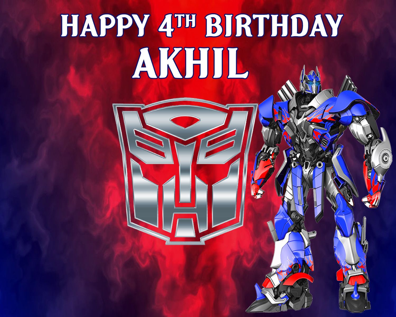 Optimus Prime Theme Background Banner (4ft x 5ft)