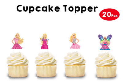 Barbie  Theme Cupcake Shape Topper (20 Pcs)