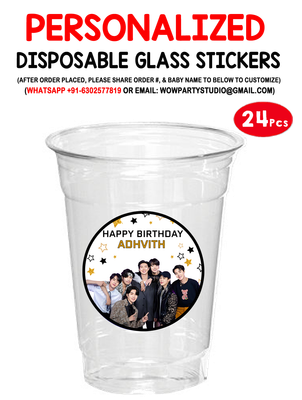 BTS Mocktail  Disposable Glass Stickers (24 Pcs)