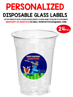 Cricket Theme Mocktail  Disposable Glass Stickers (24 Pcs)