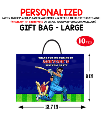 Cricket Theme Gift Bag - Large (10 Pcs)