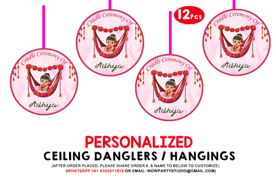 Cradle Ceremony Pink Theme Ceiling Hangings / Danglers (12 Pcs)