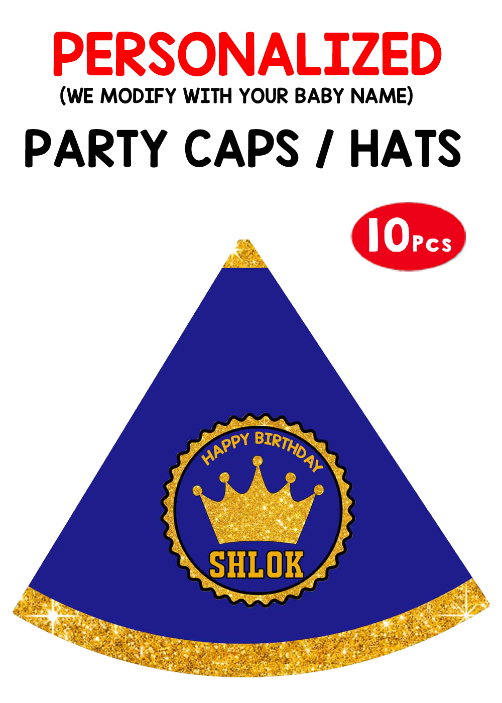 Royal Prince Party Caps / Hats (10 Pcs)