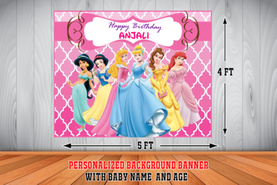 Princess Disney Backdrop / Background Banner #2 (4ft x 5ft)