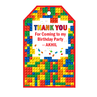 Lego Theme Thank you Tags (24 Pcs)