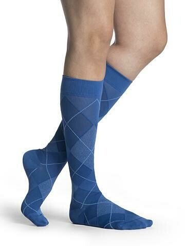 Sigvaris Well Being Graduated Microfibre Compression Socks - Mens, Colour: Blue Argyle, Size: Calf Size A