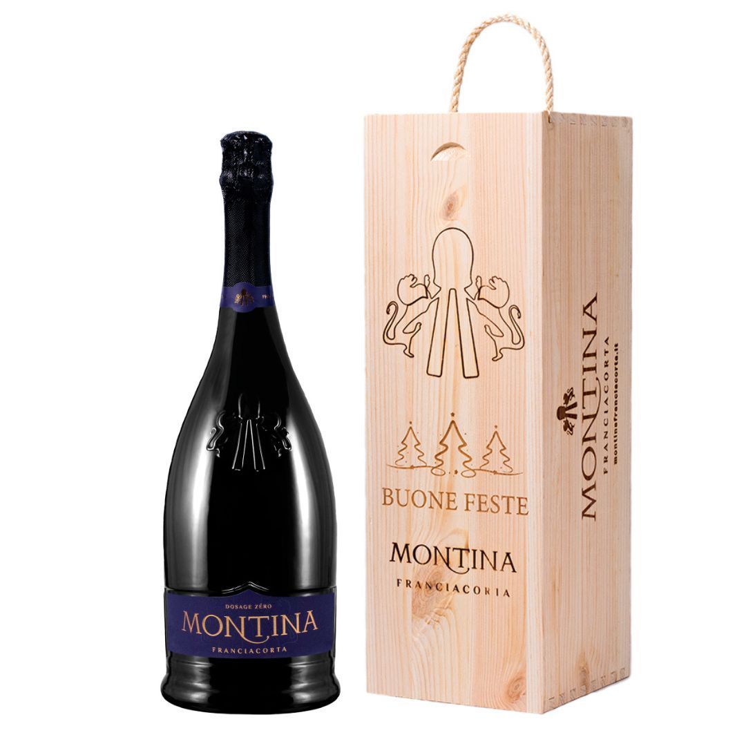 Bottiglia magnum in cassetta legno personalizzata - edizione Natale