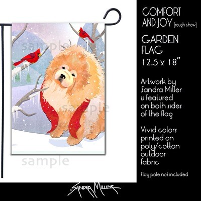 COMFORT AND JOY  Chows and Lappy Art Flags in 2 sizes