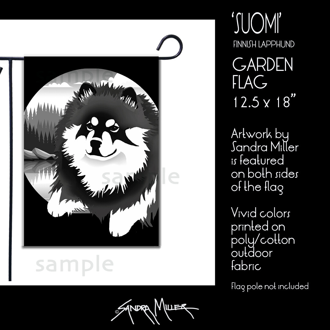 SUOMI Finnish Lapphund Art Flags in 2 sizes