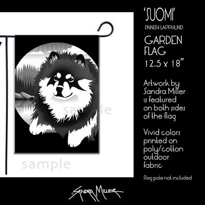 SUOMI  Finnish Lapphund  Art Flags in 2 sizes