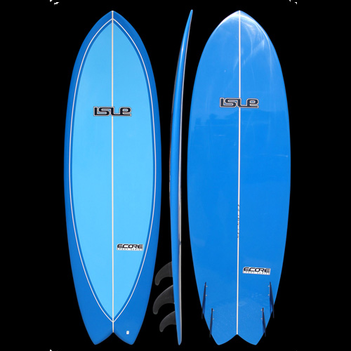 5&#39;10 Isle ECORE Epoxy Quad Fish Blue Rails Blue Deck