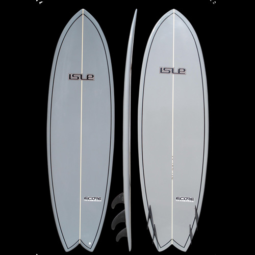 5&#39;10 Isle ECORE Epoxy Quad Fish Grey w/ Pinline