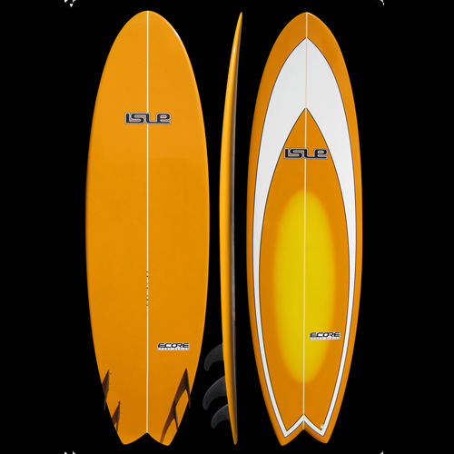 5&#39;10 Isle ECORE Epoxy Quad Fish Orange Fade