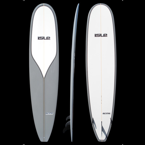 8&#39;6 Isle ECORE Epoxy Mini Long Grey Deck / White Nose