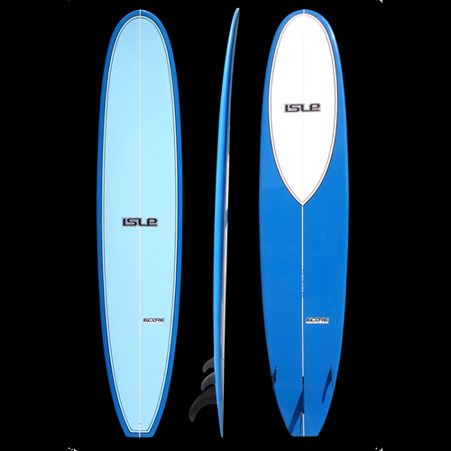 10&#39;0 Isle ECORE Epoxy Performance Longboard Blue Rails