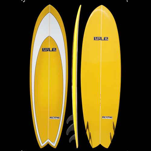 5&#39;10 Isle ECORE Epoxy Quad Fish Yellow Fade