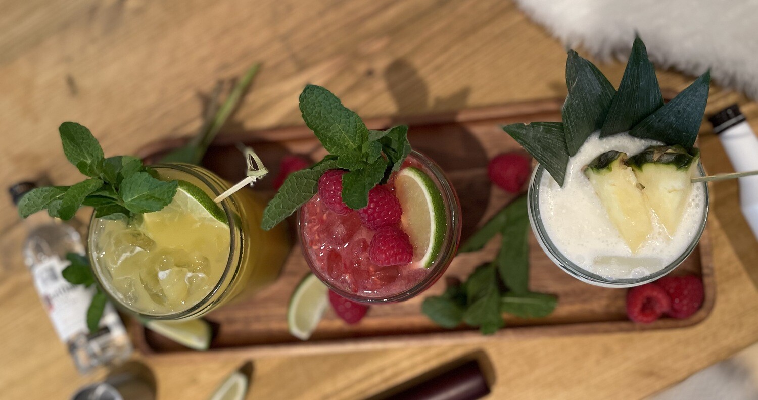 Pick three cocktails (makes 2 servings of each cocktail - 6 drinks in total). Pick three cocktails (makes 2 servings of each cocktail - 6 drinks in total).