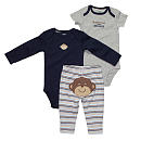 Traje Bebe Carter&#39;s Boys 3-Piece Monkey Set - Blue (3 Months)