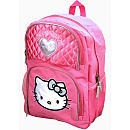 Maleta Hello Kitty 16 inch Backpack - Pink with Quilting Pattern and Silver Heart