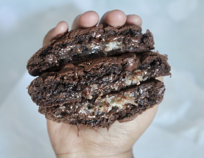 Coconut Stuffed Double Chocolate Cookies