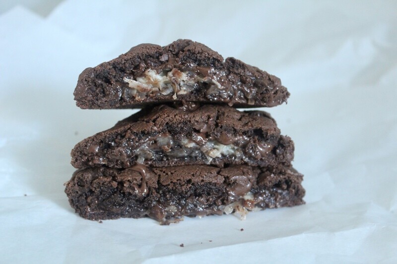 Coconut Stuffed Double Chocolate Cookies
