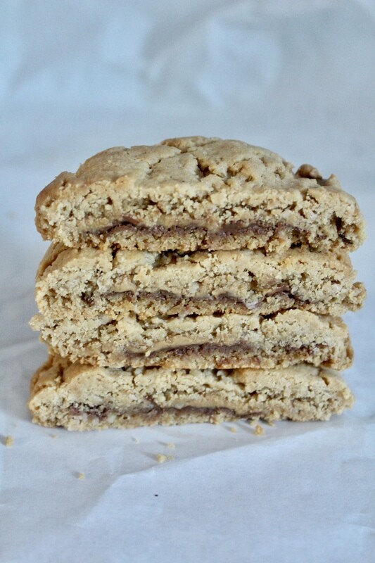 Chocolate Ganache &amp; Peanut Butter Stuffed Peanut Butter Cookies