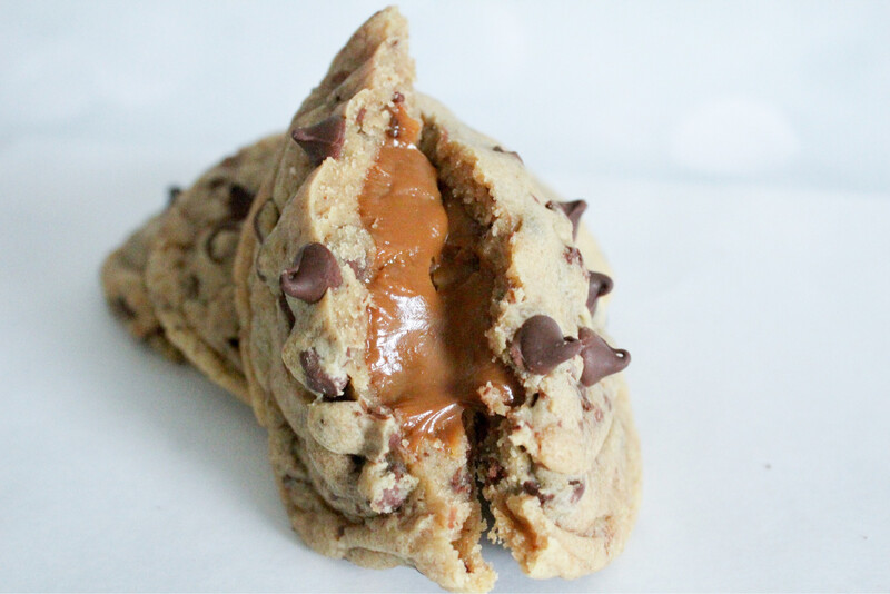 Dulce De Leche Stuffed Chocolate Chip Cookies