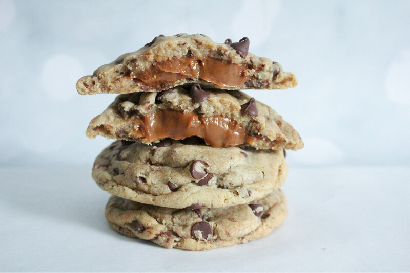 Dulce De Leche Stuffed Chocolate Chip Cookies