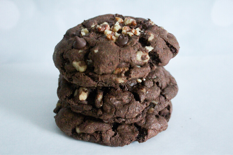 Dulce De Leche Stuffed Walnut Double Chocolate Cookies