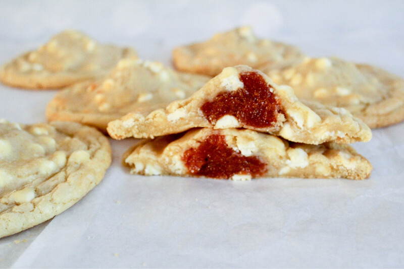 Guava Stuffed White Chocolate Chip Cookies
