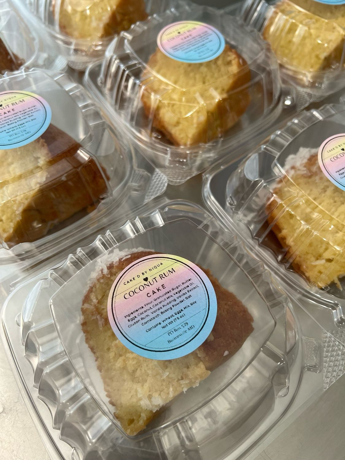 Coconut Rum Cake Slice