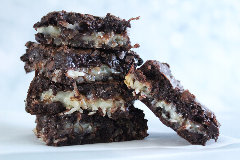 Coconut Stuffed Fudge Brownies
