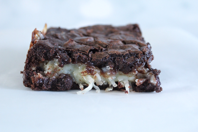 Coconut Stuffed Fudge Brownies
